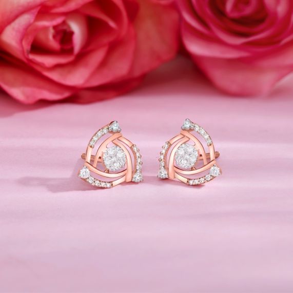 Buy Aurora Rose Gold Diamond Stud Earrings Online | ORRA