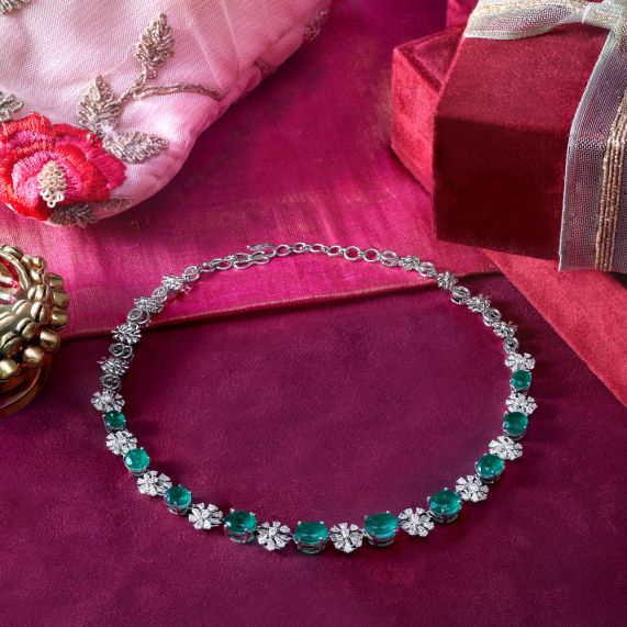 Jena Green Emerald & Diamond Illusion Heart Tennis Necklace 2.73 ctw – RW  Fine Jewelry