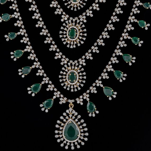 Cabochon Emerald & Diamond Flower Necklace – Joseph Saidian & Sons