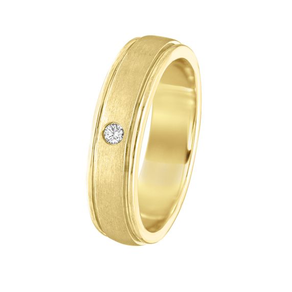 Mens Wedding Ring Yellow Gold Domed Wedding Band Matte Finish Ring | La  More Design