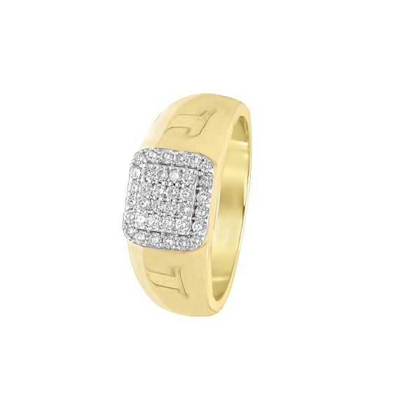 Macy's Men's Diamond Diagonal Ring (1/4 ct. t.w.) Sterling Silver & 18k  Gold-Plate | Westland Mall