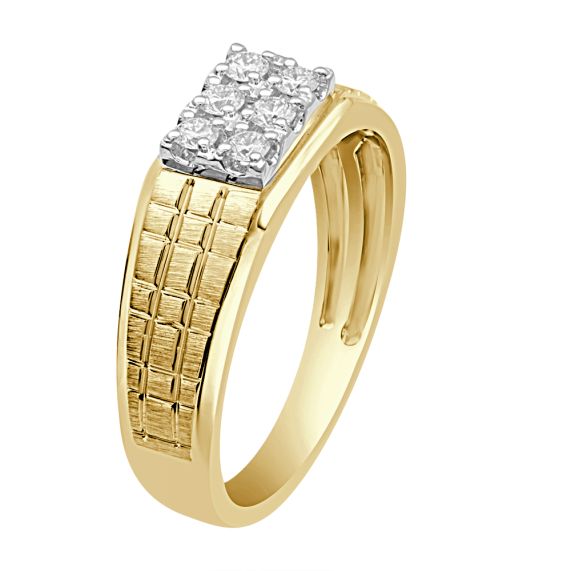 Rings : Men s Solitaire 1/2 Carat Diamond Ring in 14K Gold