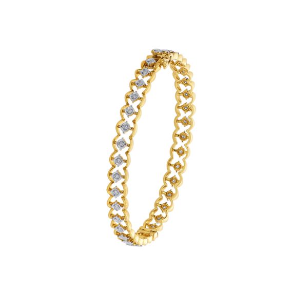Buy 14KT Yellow Gold and Diamond Bangle Online | ORRA
