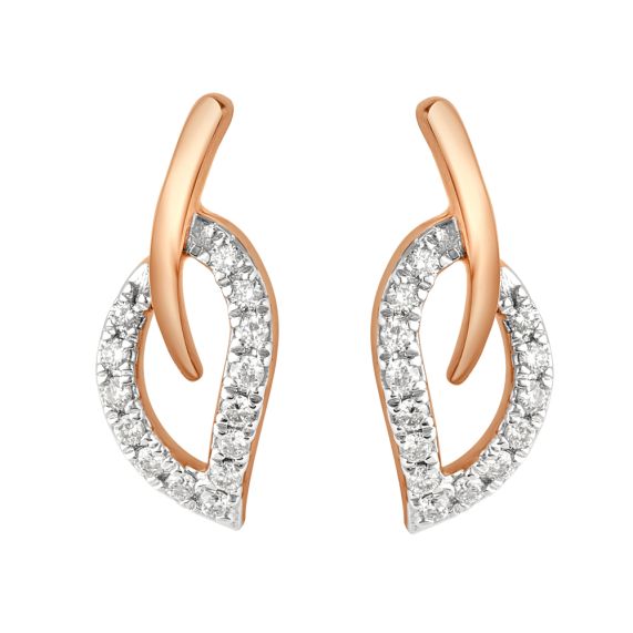 18 KT Yellow Gold Sparkling Diamond Stud Earrings  Mia