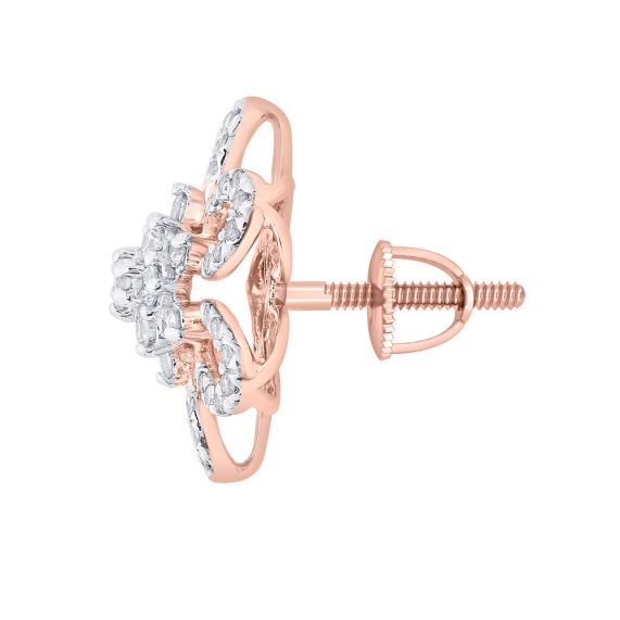 Bhima Jewellers 18k 750 Rose Gold and Diamond Stud Earrings for Women   Amazonin Fashion