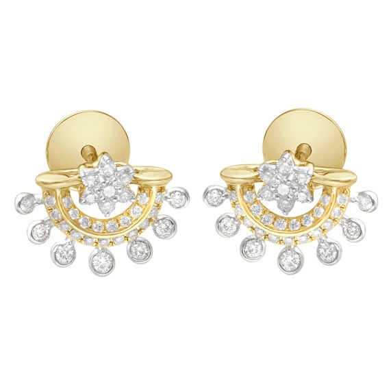 KIAH 18KT Yellow Gold and Diamond Stud Earrings for Women  Amazonin  Fashion