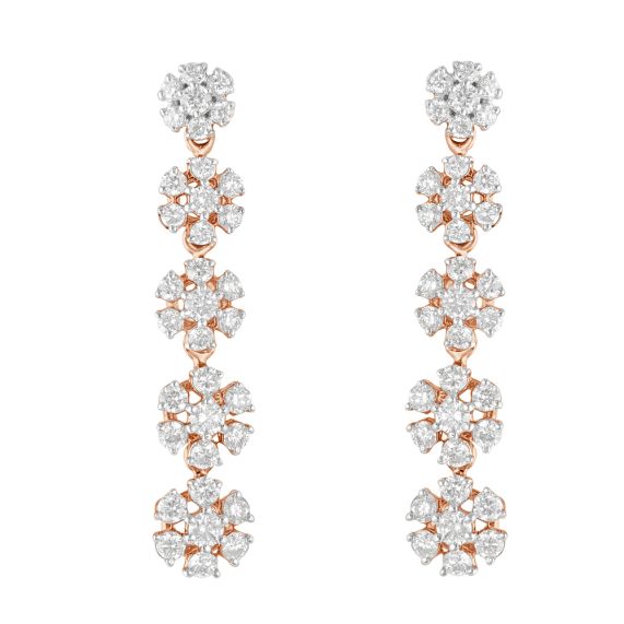 Buy Eye-catching Diamond Strand Earrings in 18KT Rose Gold Online | ORRA