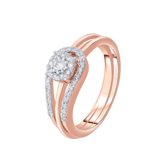 Buy Flower Shaped Rose Gold Adjustable Diamond Ring Online – The Jewelbox