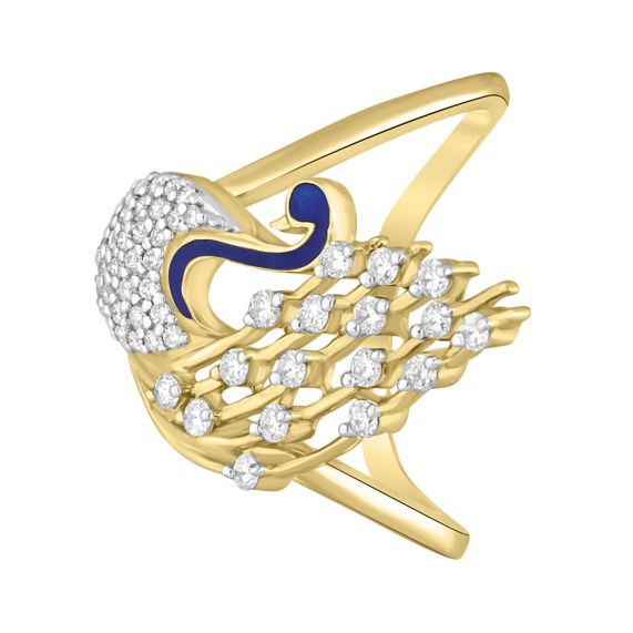 Uncut Polki Peacock Gold Ring