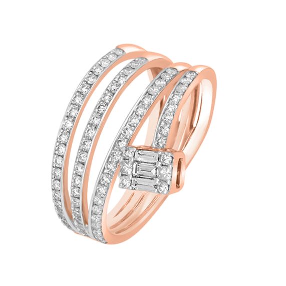 Prong Set Diamond Multi Row Spiral Ring 18K White Gold 0.85Cttw Size 6.75 |  eBay