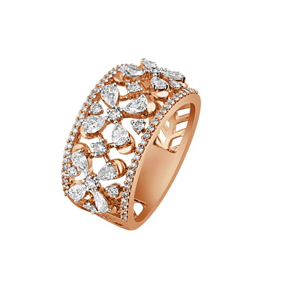 14K Rose Gold 3 Stone Black Diamond Accent Wedding Ring Set | Barkev's
