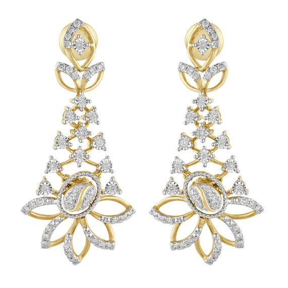 Senco Gold Gold with Diamond Chandelier Earrings for Women Yellow   Amazonin Fashion