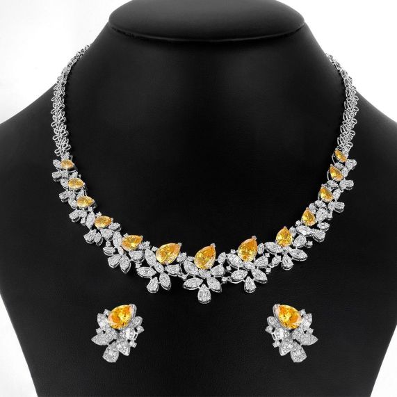 RICH AND FAMOUS Yellow Stone Necklace Set For Women & Girls : Amazon.in:  Fashion