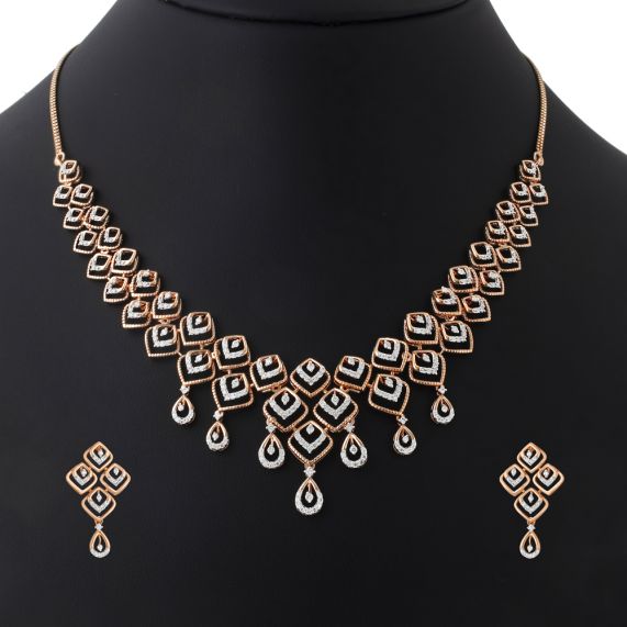 Buy Appealing Diamond Jewellery Set in 14KT Rose Gold Online | ORRA