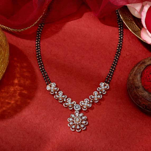 Buy Flower Studded Diamond mangalsutra OTN24V06 Online at ORRA