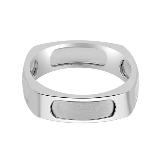 Black Square Flat Top Stainless Steel Signet Ring - Silver | Glitters