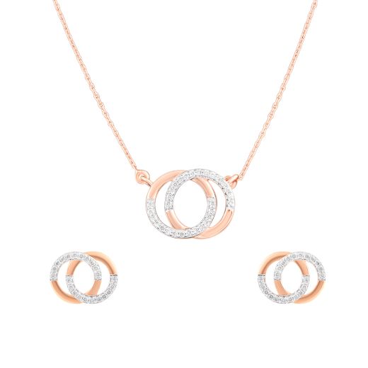 Gleaming Circular Diamond Necklace Set
