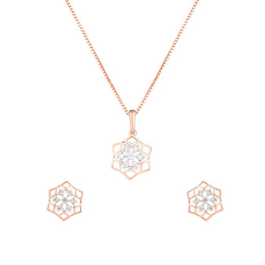 Lovely Floral Diamond Pendant Set
