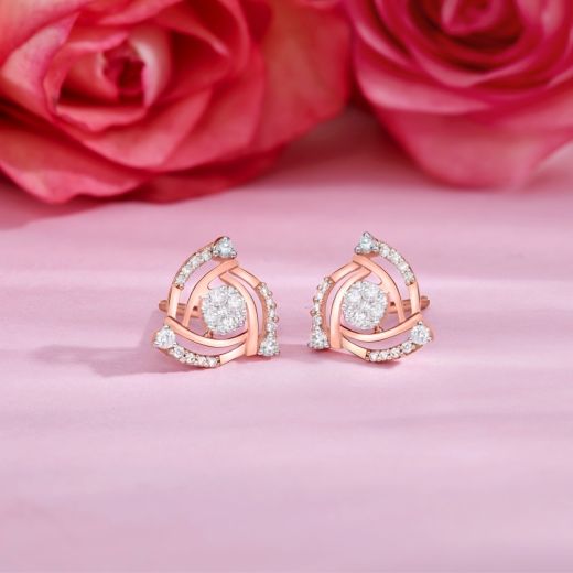 Aurora Rose Gold Diamond Stud Earrings