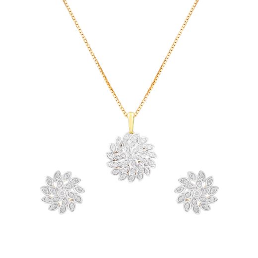 Classic Floral Diamond Pendant Set