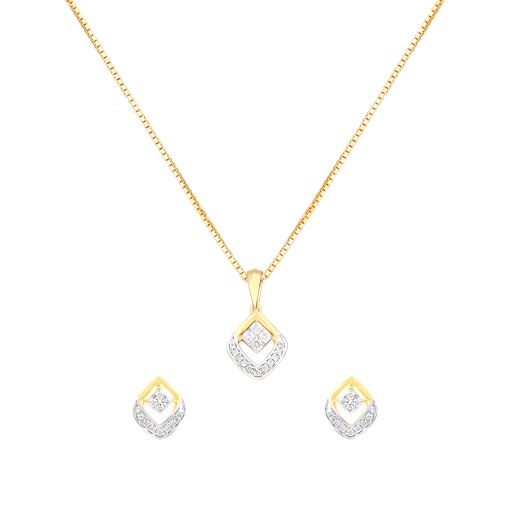 Alluring Drop Design Diamond Pendant Set