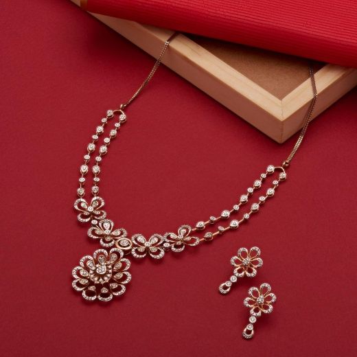 Floral Diamond Crafted Astra Necklace Set
