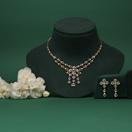 Classy Floral Diamond Astra Necklace Set