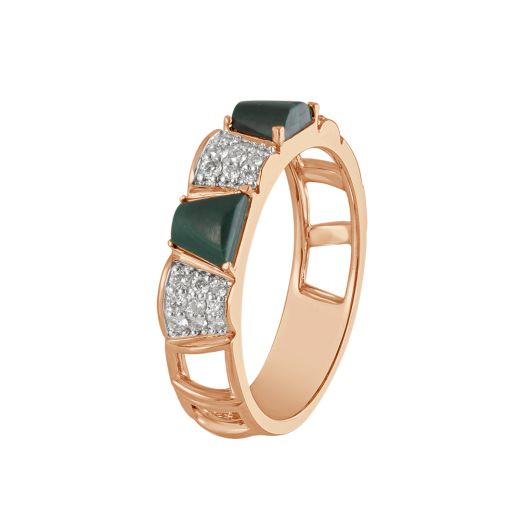 Subtle Green Malachite and Diamond Desired Finger Ring