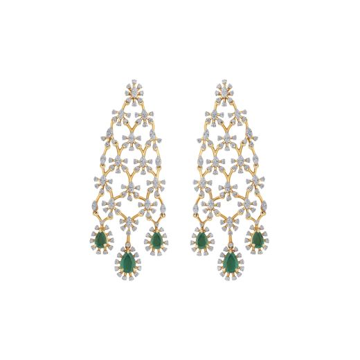 Imperial Diamond and Emerald Earrings