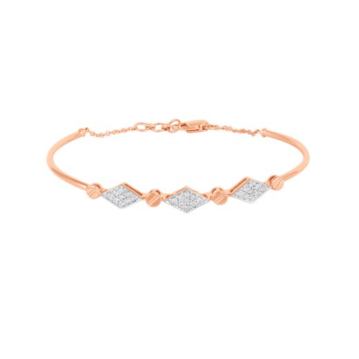 Intriguing Geometric Design Rose Gold and Diamond Bracelet