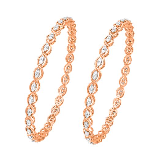 Contemporary 18KT Rose Gold Bangle Set of 2