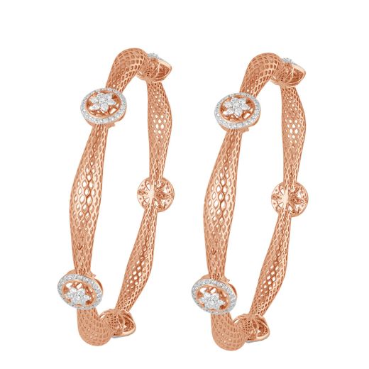 Resplendent Diamond Bangle in 18KT Rose Gold Set of 2