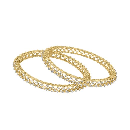 Enticing Diamond Yellow Gold Pair Of Bangle