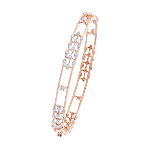Exquisite 18KT Rose Gold and Diamond Bangle