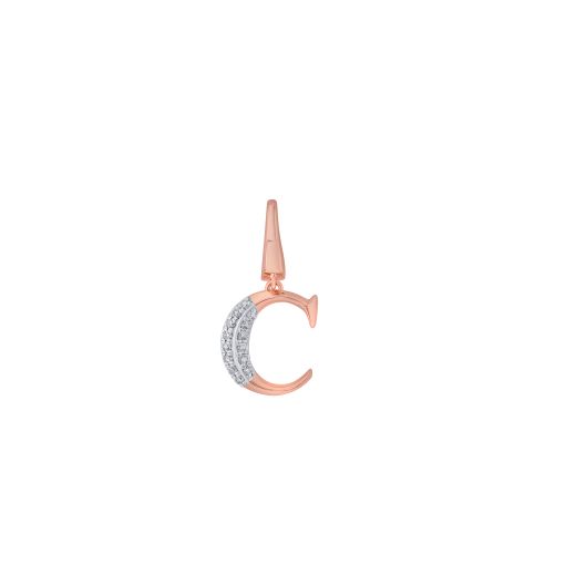 C Alphabet 14KT Rose Gold Diamond Pendant