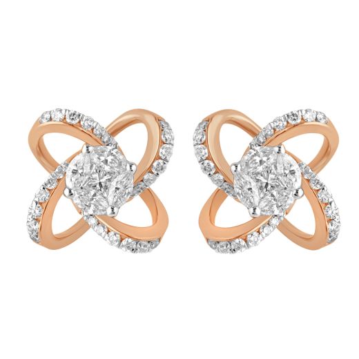 Crisscross Design Diamond Earrings
