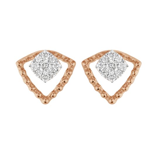 Triangular Rose Gold and Diamond Earrings