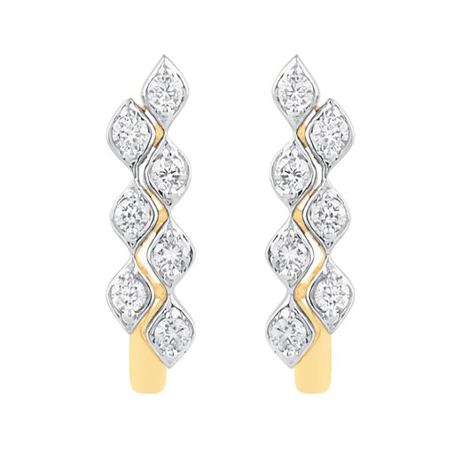 Pristine Yellow Gold And Diamond Earrings