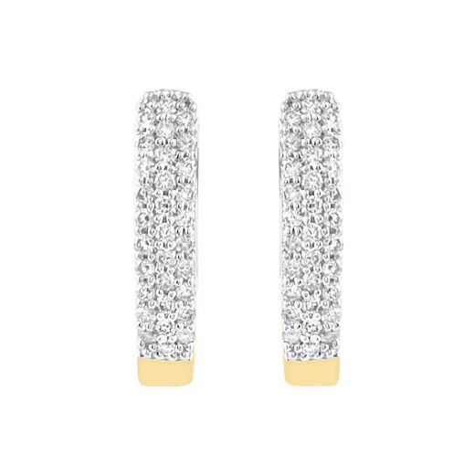 Frosted Yellow Gold And Diamond Earrings