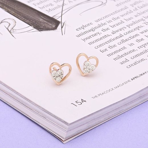 Subtle Heart Design Diamond Studs