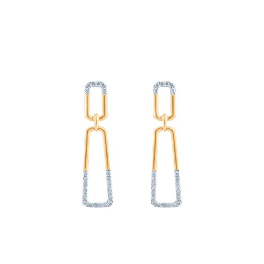 Geometric Rectangle Design Diamond Earrings