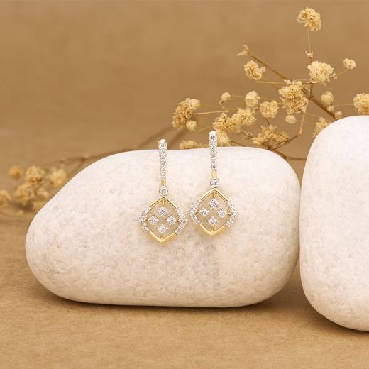 Classy Geometric Design Diamond Drop Earrings