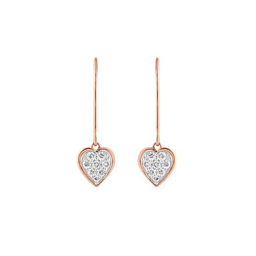 Heart Shaped Drop Design Diamond Earrings