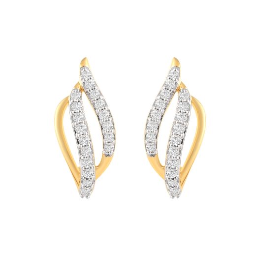 Iridescent Swirl Design Diamond Hoop Earrings