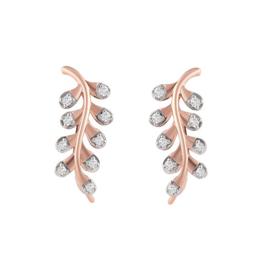 Tender Leaf Design Diamond Earcuff Earrings