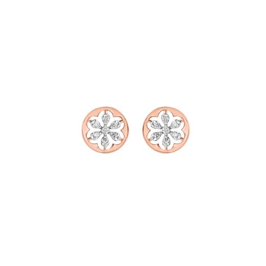 Bejewelled Floral 14Kt Rose Gold and Diamond Studs