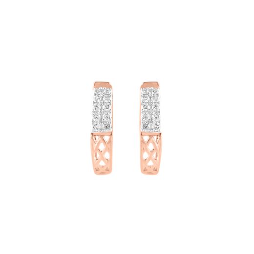 Intricate Lattice Pattern Diamond Hoop Earrings