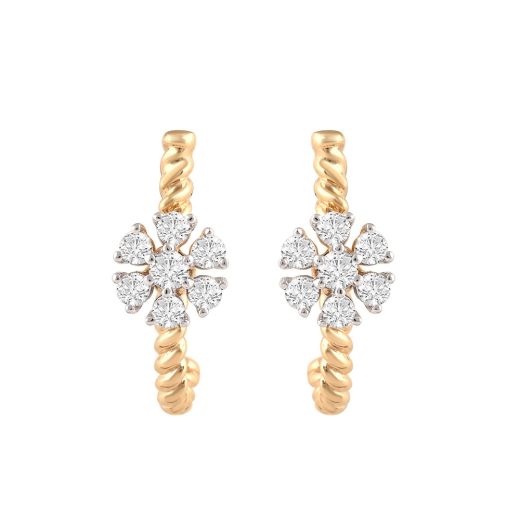 Attractive Floral Diamond Hoop Earrings