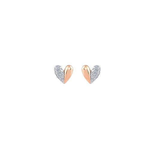 Heart Shaped Rose Gold and Diamond Studs