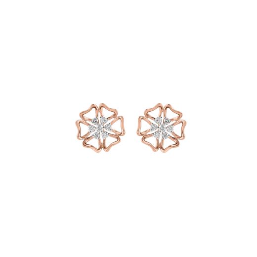 Contemporary Floral Diamond and Rose Gold Studs